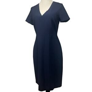 J.Crew Navy Wool V-Neck Sheath Dress | Size 8 | Office Siren Workwear Career